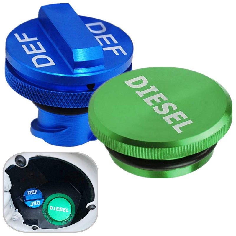 JOJOY LUX Diesel Fuel Cap for Dodge Ram, Aluminum Factory Combo Pack - Magnetic Diesel Fuel Cap & DEF Cap for RAM 1500 2500 3500 Trucks (2013-2019) - Image 1